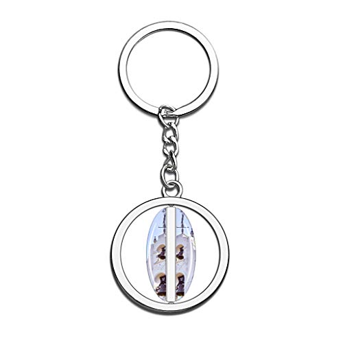 Hqiyaols Keychain Iglesia de Huelva España Cristal Girar Acero Inoxidable Llavero Viajes Ciudad Recuerdo Llavero