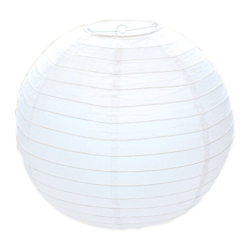 Huahan Haituo White Round Paper Lampshade Classic Bamboo Style acanalado pantalla White Round Paper Lampshade Classic Bamboo Style acanalado pantalla (30cm/12")