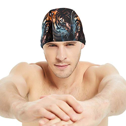 Huatongxin African Tiger Eyes Gorros de natación para hombres y mujeres son adecuadas para Boys y Girls.