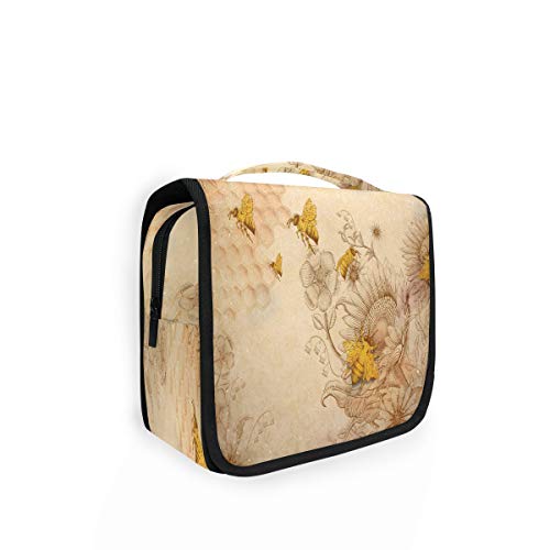 Hunihuni - Bolsa de aseo colgante para mujer, diseño de abeja, multifunción, para viajes, cosméticos, maquillaje, organizador de maquillaje, bolsa de lavado para mujeres y hombres