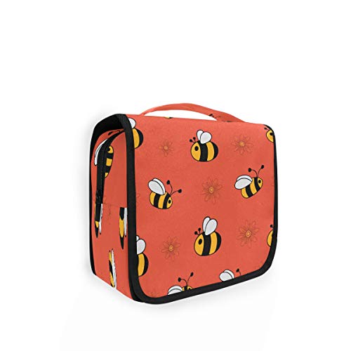 Hunihuni - Bolsa de aseo para colgar con diseño de abeja, multifunción, para viajes, cosméticos, maquillaje, bolsa de lavado para mujeres y hombres