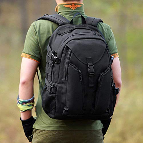 Huntvp Mochila Táctica de Nylon 40L Bolsa de Asalto Estilo Militar Bolsa Impermeable para Las Actividades Aire Libre Senderismo Caza Viajar Color Negro