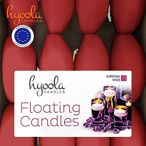 Hyoola Premium Velas flotantes Rojas 7,6 cm – 8 Horas – 24 Unidades – Fabricado en Europa