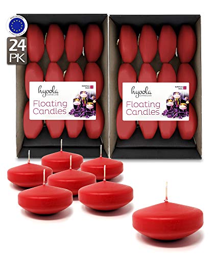 Hyoola Premium Velas flotantes Rojas 7,6 cm – 8 Horas – 24 Unidades – Fabricado en Europa