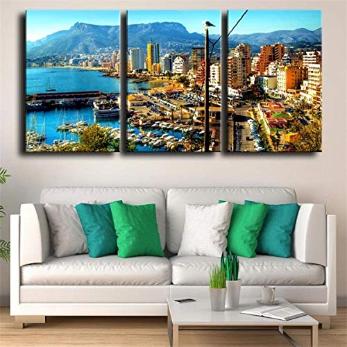 Impresión En Lienzo Pintura 3 Piezas Decoración Arte Pared Lienzo Cartel Impresión En Lienzo Pintura Cuadro Decorativo Sala Estar Decoración 50x70x3 Paisaje Ciudad Hermosa Imagen Pared Ciudad Calp