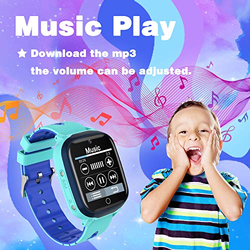 INIUPO Reloj Inteligente para niños niñas Reloj del teléfono Ver con cámara de Juego de música para Regalos de cumpleaños para niños (Azul)