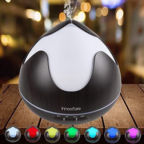 InnooCare 300ml Difusores de aceites Esenciales,Humidificador Eléctrico Ultrasónico con 7 Colores LED, Apagado Automático Seguro, Temporizador de 4 Modos para Yoga, Hogar, Habitación, Oficina