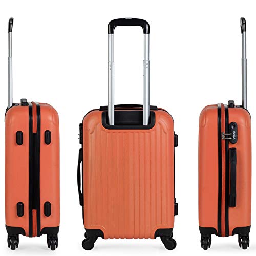 ITACA - Maleta de Viaje Cabina Rígida 4 Ruedas 55 cm Trolley ABS. Equipaje de Mano. Pequeña Resistente Cómoda y Ligera. Low Cost Ryanair. Estudiante. Calidad y Diseño. T71550, Color Mandarina