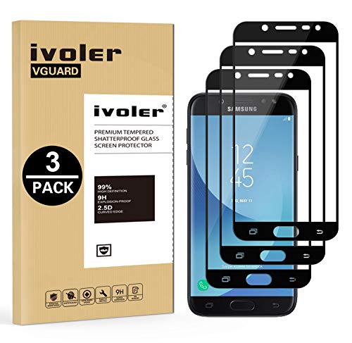 ivoler [3 Unidades] Protector de Pantalla Compatible con Samsung Galaxy J5 2017, [Cobertura Completa] Cristal Vidrio Templado Premium, [Dureza 9H] [Anti-Arañazos] [Sin Burbujas]