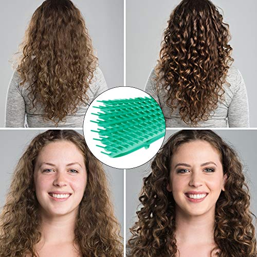 J TOHLO Cepillo desenredante, Cepillo desenredante para cabello afro, peine para desenredar para cabello afroamericano 3a 4c, Mojado, Para Rizado, Grueso, Ondulado, (Negro + Verde)