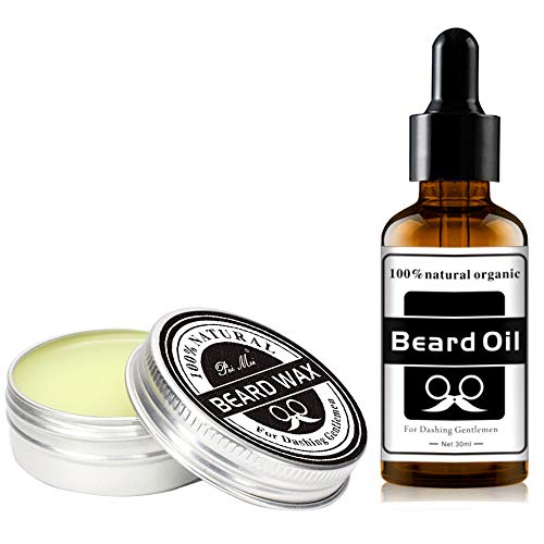 J TOHLO Kit de crema de barba y aceite de barba premium para hombres, Vegano, aceite de barba totalmente natural para hombres probado para curar la picazón de la barba, promover un crecimiento