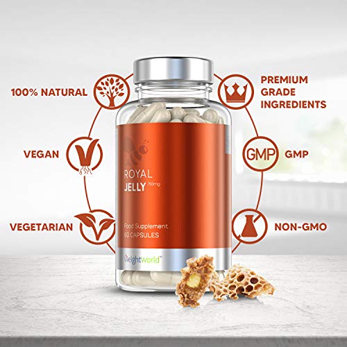 Jalea Real Pura Dosis 750mg | Refuerza Sistema Inmunológico, Reduce Cansancio Y Fatiga, Con Vitaminas y Minerales, Aumenta Defensas, Energía y Vitalidad, Suplemento Para Cabello y Piel, 60 Cápsulas