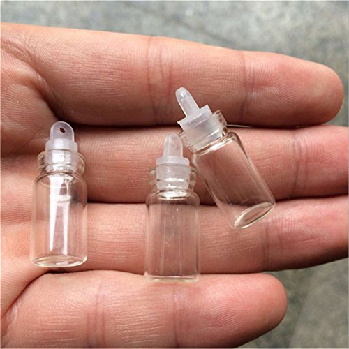 Jarvials 100pcs 1ml Mini Botella de Vidrio Transparente de con Tapón de Goma, para Decoración de Bricolaje, Perfumes, Especias, encantos, Bodas, Mensajes, Recuerdos de Fiestas, etc (100,1 ml)