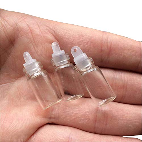 Jarvials 100pcs 1ml Mini Botella de Vidrio Transparente de con Tapón de Goma, para Decoración de Bricolaje, Perfumes, Especias, encantos, Bodas, Mensajes, Recuerdos de Fiestas, etc (100,1 ml)