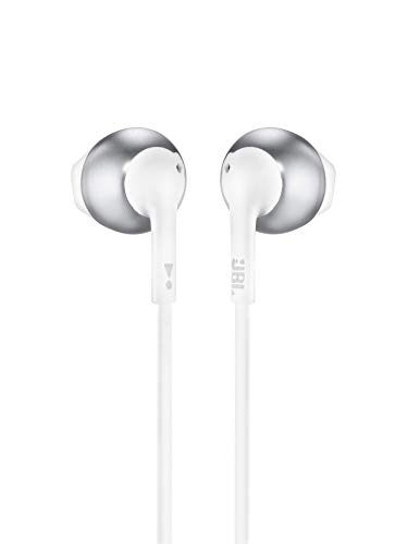 JBL Tune 205BT - Auriculares Inalámbricos intraurales con micrófono y mando a distancia con 3 botones, función de manos libres y diseño ergonómico con cable sin enredos, plata