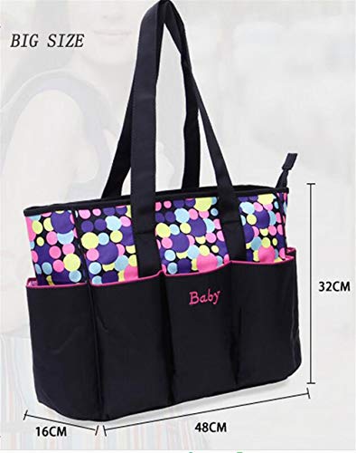 JIAHE 5 unids Grande bebé Bolsa de pañales Conjunto con Lunares de impresión para mamá Mujeres Bolsa de Asas Cambio de Maternidad Bolsas de pañales Organizador bebé Cuidado,Gray