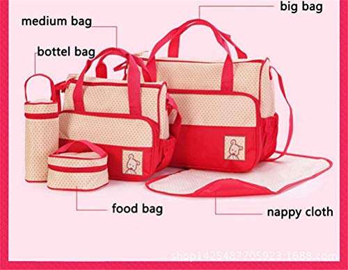 JIAHE 5 unids multifunción bebé pañal pañal Bolsa para mamá bebé biberón Madre Momia Cochecito de Maternidad Bolsas de pañales Conjuntos,Khaki