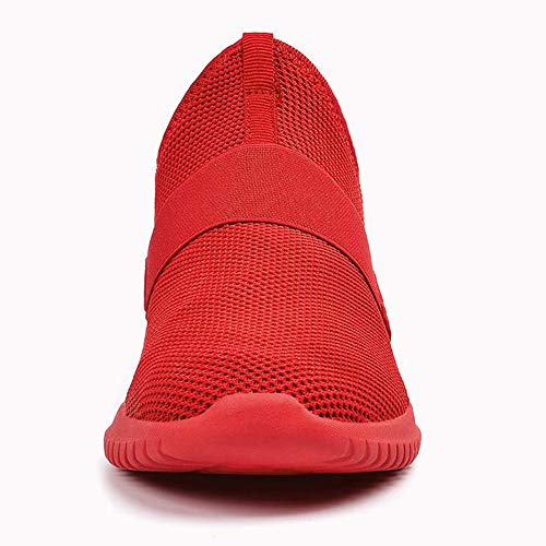 JIANKE Zapatillas de Deporte para Hombre Respirable Sneakers Ligero Zapatos para Correr Rojo 43 EU(Tamaño de Etiqueta 44)