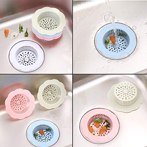 Jicyor Silicona el Filtro de la bañera 10 pcs Práctico En Forma de Pétalo del Ducha Tubo Desagüe Pelo Catcher Tapón de Drenaje Agujero Trampa Filtro de Succión para Fregadero de Cocina Cuarto de Baño