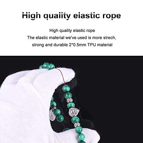 JOXFA Lion Pulseras para Hombres Mujeres, 8 mm de Piedras Preciosas Naturales Mala Beads Agate Bead Bracelet Healing Courage Charm Elastic Stretch Pulseras con Cuentas Regalo (Malachite)