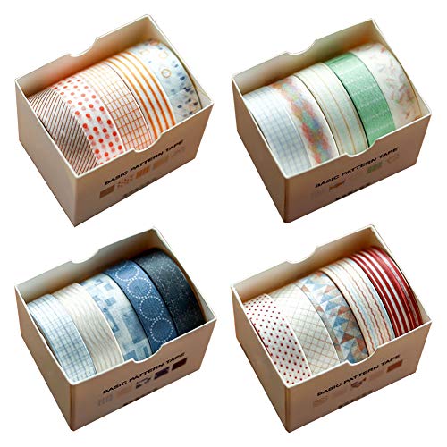 Juego de rollos de cinta adhesiva Washi en cuatro temas,20 unidades de 10 mm x 5 metros de cinta decorativa para manualidades, para álbumes de recortes, envolver regalos, bricolaje