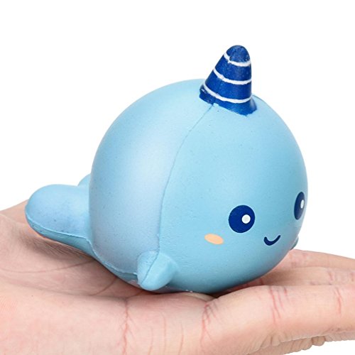 Juguetes Apretados,8 cm Unicornio Ballena Caricatura perfumado Encanto Blando de Aumento Lento Apretón Juguete Encanto LMMVP (8*6*7cm, Azul)