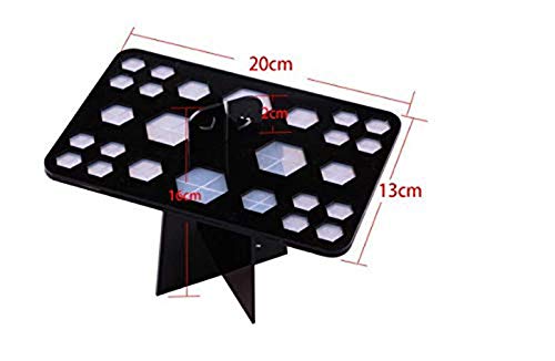 JUNGEN 26 agujeros Soporte de limpieza para Pincel de maquillaje Titular de secado plegable Soporte de acrílico vertical Organizador de tendedero para Cepillos Brochas Negro