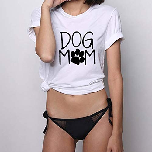 JUTOO 2019 Ropa de Mujer Camiseta Holgada con Estampado de mamá de Perro de Manga Corta para Mujer Camiseta Informal con Cuello o Top S-XXXL