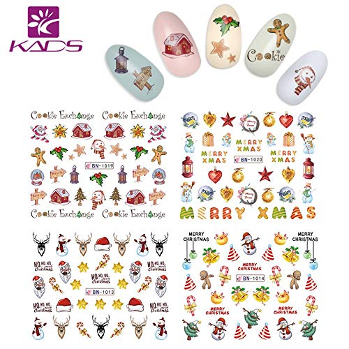 KADS Pegatina Uñas Festival Navidad Uñas Decal para DIY Uñas Artes Pegatina Uñas al Agua para Uñas Herramiento para Decoración (estilo de navidad 3)