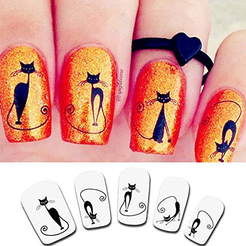 Kanggest. 3Pcs Gato Pegatinas de Uñas Moda Pegatinas de Uñas Francesas de Blanco Línea de Manicura Calcomanías Uña Falsa Arte de DIY Accesorios para Uso Profesional o Hogar