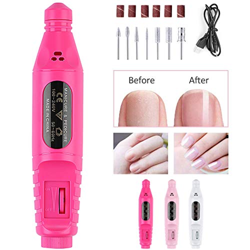 Kapmore Electric Manicure Kit Professional 6 en 1 Kit de manicura portátil Taladros de uñas rojos Limas de uñas para mujeres Uñas de gel acrílico, manicura, pedicura y bricolaje personal Nail Art