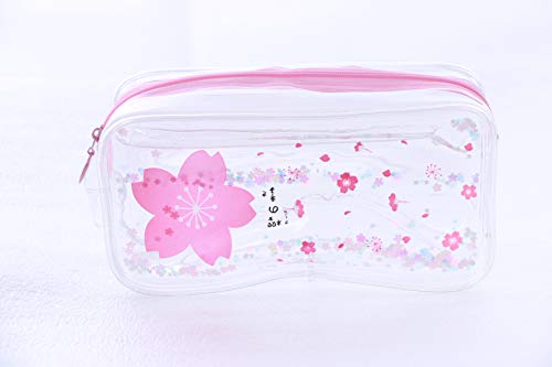 Kawaii LB-2008-1 Rosa Liquid Glitter Glitzer Japón Sakura flores cerezo transparente Pastel Schlampermäppchen Etui cosméticos bolsa Kawaii