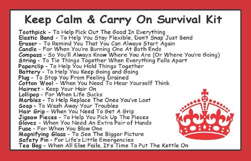 Keep Calm & Carry On Survival Kit In A Can. Humorous Novelty Fun Gift - Present & Card All In One. Birthday/Christmas/Retirement/Boss/Work Colleague/Good Luck/Leaving/Mum To Be/Dad To Be/New Baby/New Parents/Father's Day/Mother's Day/Valentine's Day/Gradu