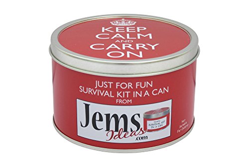 Keep Calm & Carry On Survival Kit In A Can. Humorous Novelty Fun Gift - Present & Card All In One. Birthday/Christmas/Retirement/Boss/Work Colleague/Good Luck/Leaving/Mum To Be/Dad To Be/New Baby/New Parents/Father's Day/Mother's Day/Valentine's Day/Gradu