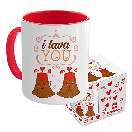 Kembilove Taza Graciosa Pareja - Taza de Desayuno I Lava You - Regalo Original de Taza de café con Frases graciosas - Regalo para Parejas, Enamorados, San Valentín