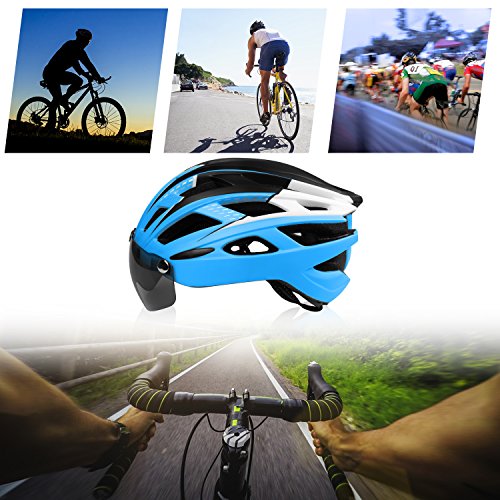 KINGLEAD Casco de Bicicleta con Luz de Seguridad y Visera de Protección, Casco de Ciclo Protegido Unisex Certificado CE para Andar en Bicicleta al Aire Libre Ajustable Superligero