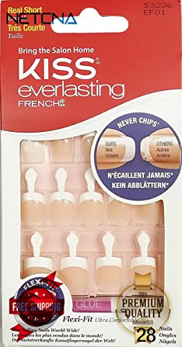 Kiss Ef01 French Manicure Press On Nail Set (Pack of 6) by Kiss