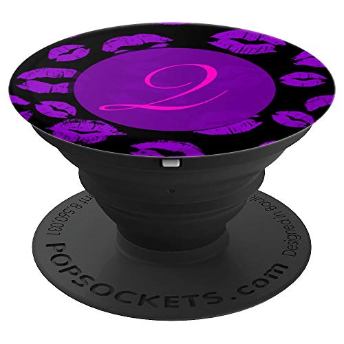 Kiss Purple Lips Mouth Sexy Monogram Initial Q Cute Gift PopSockets Agarre y Soporte para Teléfonos y Tabletas