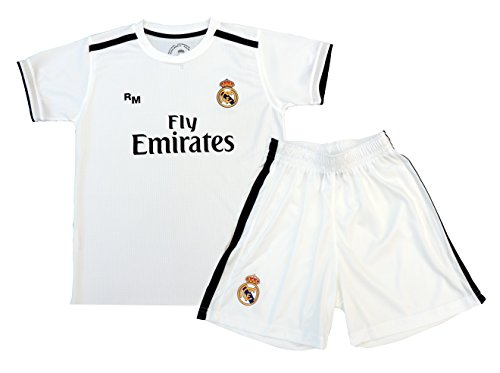 Kit Infantil Real Madrid Réplica Oficial Licenciado de la 1ª Equipación Temporada 2018-19 Sin Dorsal.