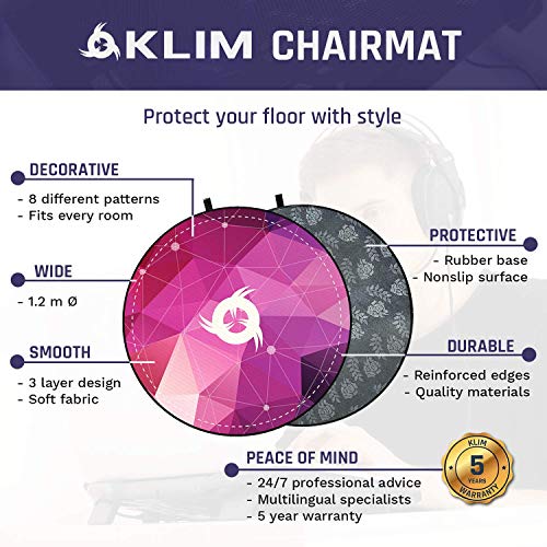 KLIM™ Chair Mat - Alfombra de Tela para sillas con Ruedas + Protector de Suelo para Silla de Oficina + Decora tu Oficina, salón, Dormitorio, etc. + 120 cm + Nueva 2020 (Rosa)