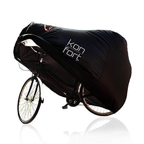 Kon-fort Funda Bicicleta Exterior Impermeable Tejido Oxford 210D Premium Protector para Lluvia Sol Polvo, para Montaña Carretera Incluye Bolsa de Transporte y Candado con Cable antirrobo