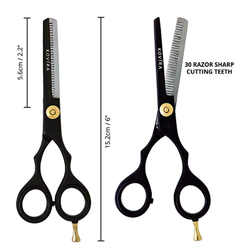 Kovira Tijera Vaciar Pelo con Tornillo Ajustar la Tensión - 15,2cm de Largo - Tijera Entresacar Acero Inoxidable Japonés Tijeras Descargar Peluqueria Cortes de pelo en Casa – Para Hombres y Mujeres