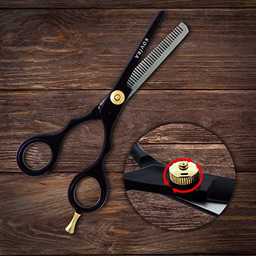 Kovira Tijera Vaciar Pelo con Tornillo Ajustar la Tensión - 15,2cm de Largo - Tijera Entresacar Acero Inoxidable Japonés Tijeras Descargar Peluqueria Cortes de pelo en Casa – Para Hombres y Mujeres