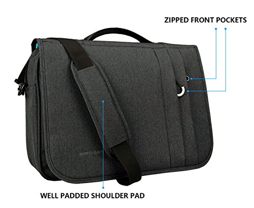 KROSER Maletín para Portátil Bandolera de Mensajero 16" Bolsa para Portátil Hidrófugo Flapover Bolso de Computadora de Negocios con Bolsillos RFID para Empresa/Universidad/Hombres/Mujeres