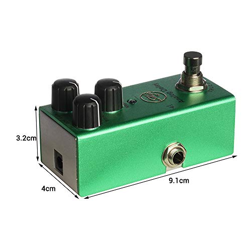 KTOO Pedal de efecto de guitarra de retardo analógico con perillas de control ABS Mini pedal único para guitarras eléctricas DC 9V verde oscuro