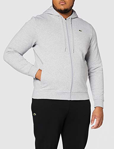 Lacoste Sport SH7609 Sudadera con Capucha, Gris (Argent Chine/Marine), Large (Talla del Fabricante: 5) para Hombre