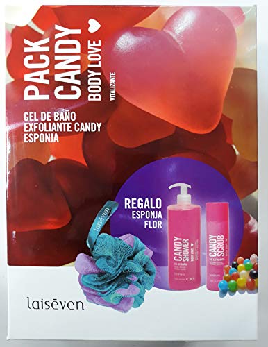 Laiseven Pack Candy Body Love Gel Candy 750 ml + Exfoliante Candy 300 ml + Esponja