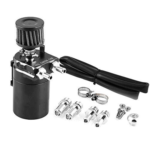 Lanyifang 1Juego Lata de Aceite Caldera de Aceite Negro Auto Accesorios de Repuesto 300ML Aluminium Alloy Motor Aceite Olla Oil Catch Can Reservoir Tank Can