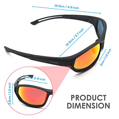 LATEC Gafas de Sol Deportivas, Gafas Ciclismo Polarizadas con Protección UV400 y TR90 Unbreakable Frame, para Hombres Mujeres al Aire Libre Deportes Pesca Esquí Conducción Golf Correr Ciclismo