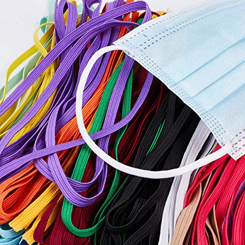 Latocos 16 Piezas Cordón Elástico Colorido 6mm Cintas Elásticas Plano Goma Elastica Bandas Cuerda para Costura Diy Manualidades Ropa